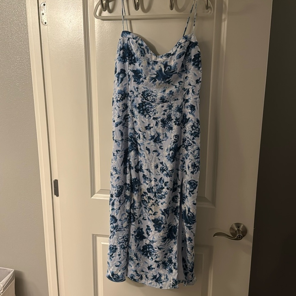 Light Blue and Dark Blue Abercrombie and Fitch flower long dress